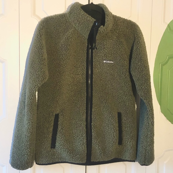 Columbia women’s small fleece Sherpa jacket olive green - Picture 1 of 5